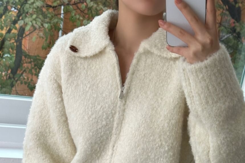 Collared Zip-Up Cardigan