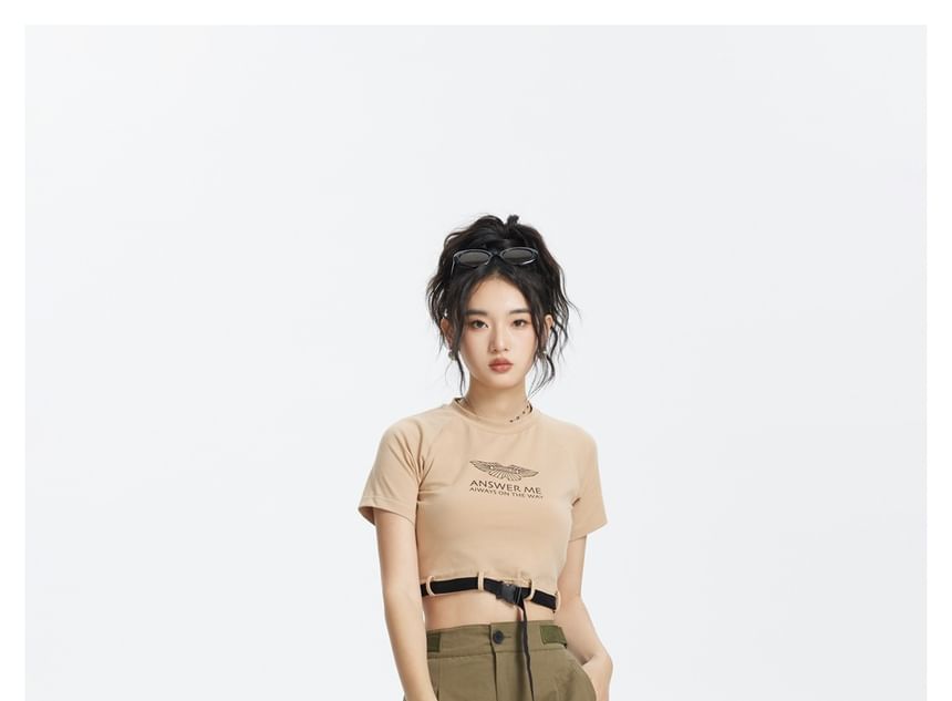 Buckled-Accent Straight-Cut Cargo Pants