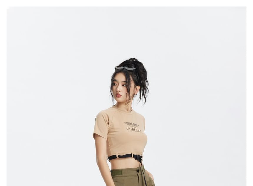 Buckled-Accent Straight-Cut Cargo Pants
