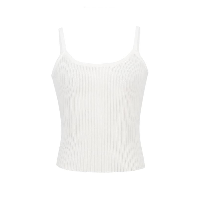 Ribbed Knit Cami Top or Round-Neck Cardigan