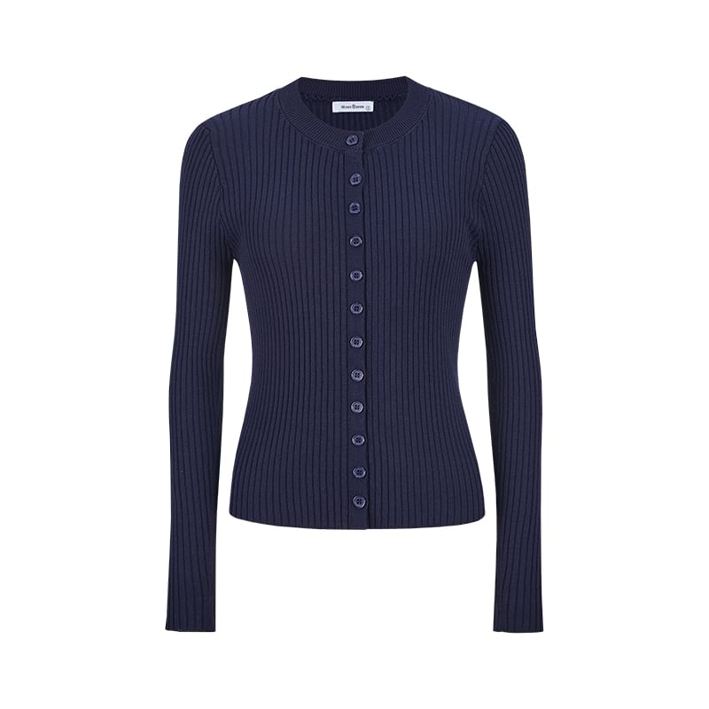 Ribbed Knit Cami Top or Round-Neck Cardigan