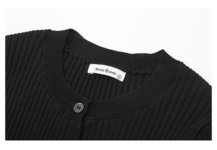 Ribbed Knit Cami Top or Round-Neck Cardigan