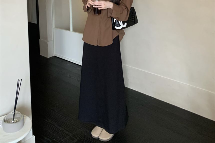 Collared Long Sleeve Button-Up Shirt