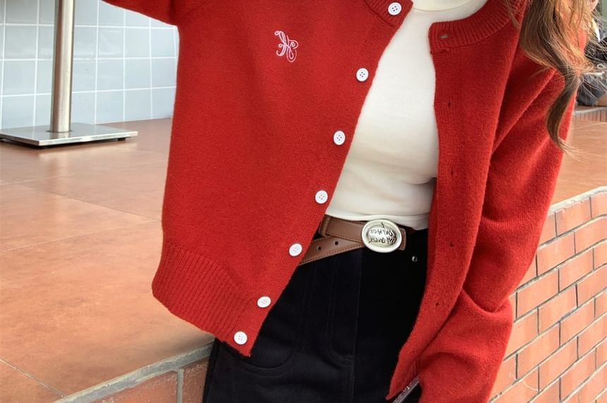 Button-Up Round Neck Cardigan