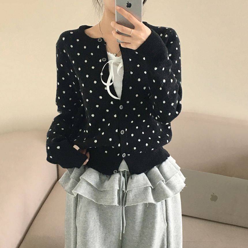 Dotted Long Sleeve Cardigan