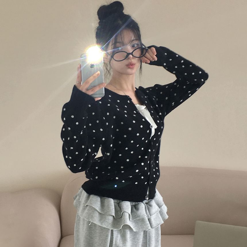 Dotted Long Sleeve Cardigan