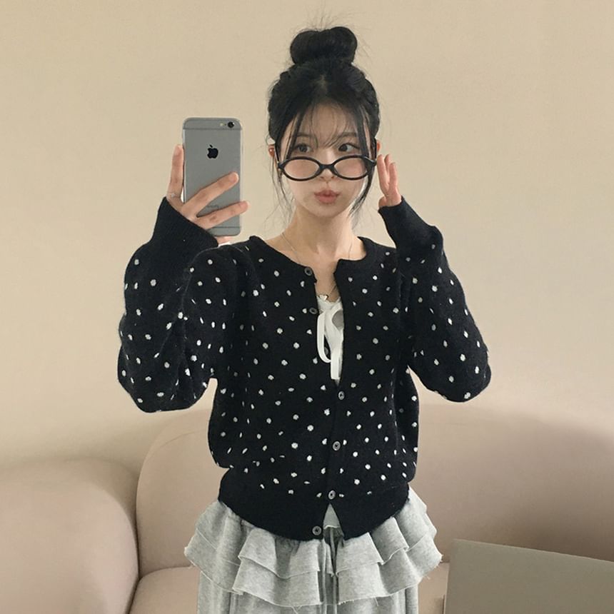 Dotted Long Sleeve Cardigan