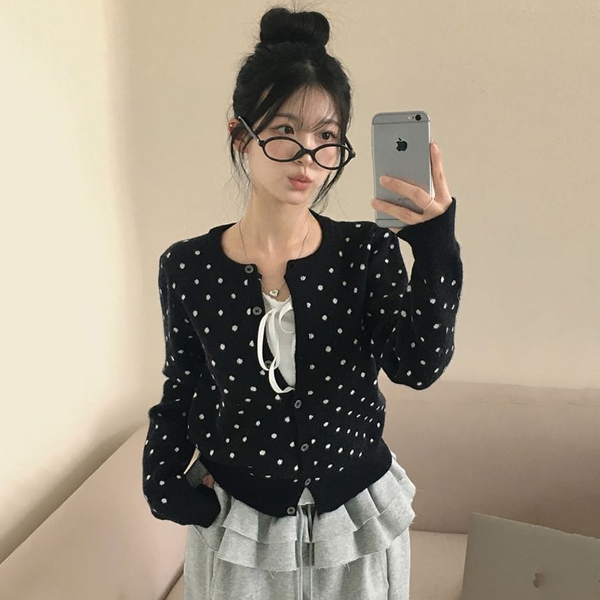 Dotted Long Sleeve Cardigan