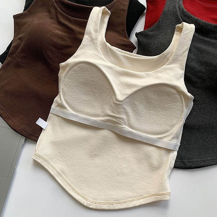 Sleeveless Basic Padded Vest Top
