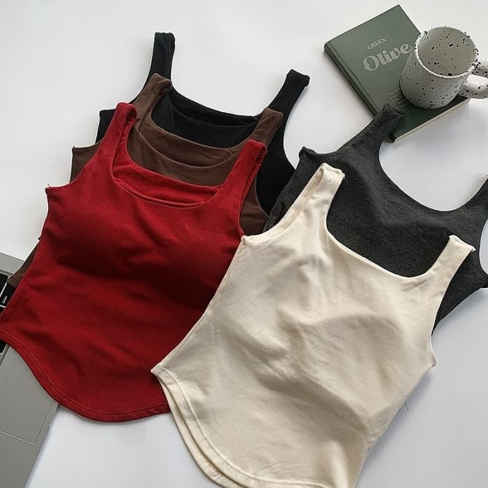 Sleeveless Basic Padded Vest Top