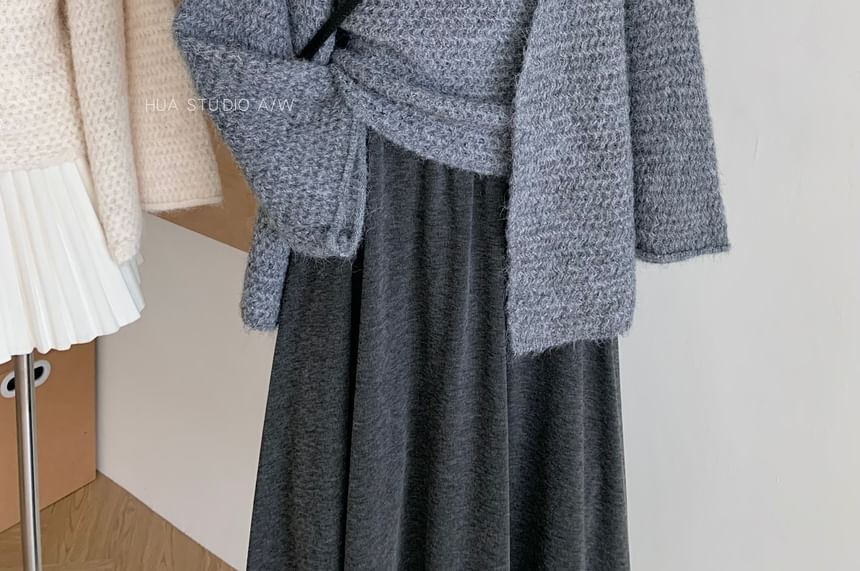 Two-Piece Set: Spaghetti Strap Knit Cami & Cardigan