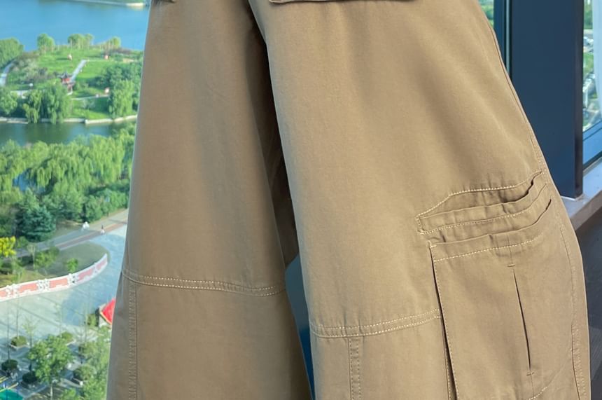 High Rise Plain Baggy Cargo Pants (Various Designs)
