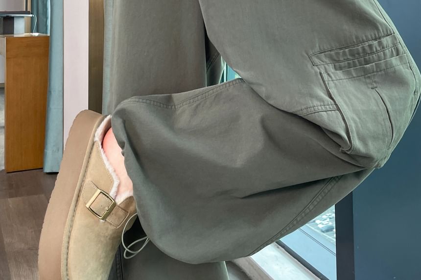 High Rise Plain Baggy Cargo Pants (Various Designs)