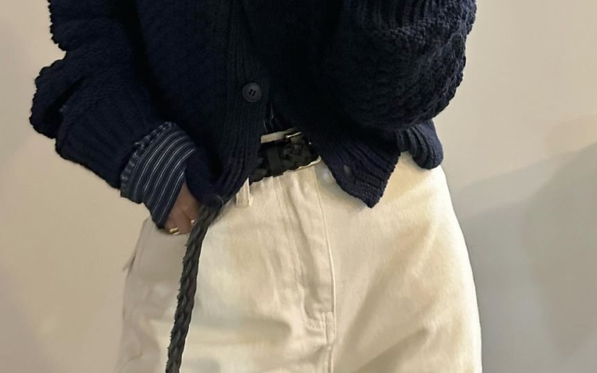 Chunky Knit Collared Button-Up Cardigan