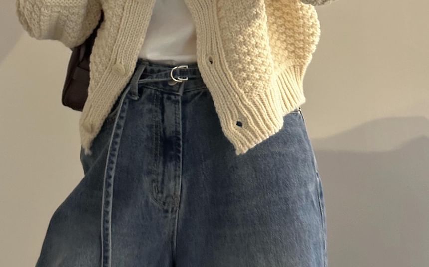 Chunky Knit Collared Button-Up Cardigan