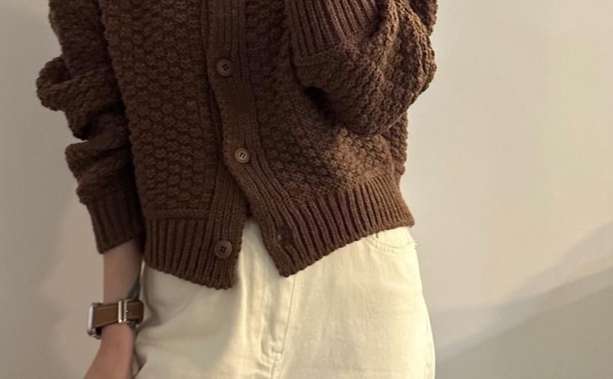 Chunky Knit Collared Button-Up Cardigan