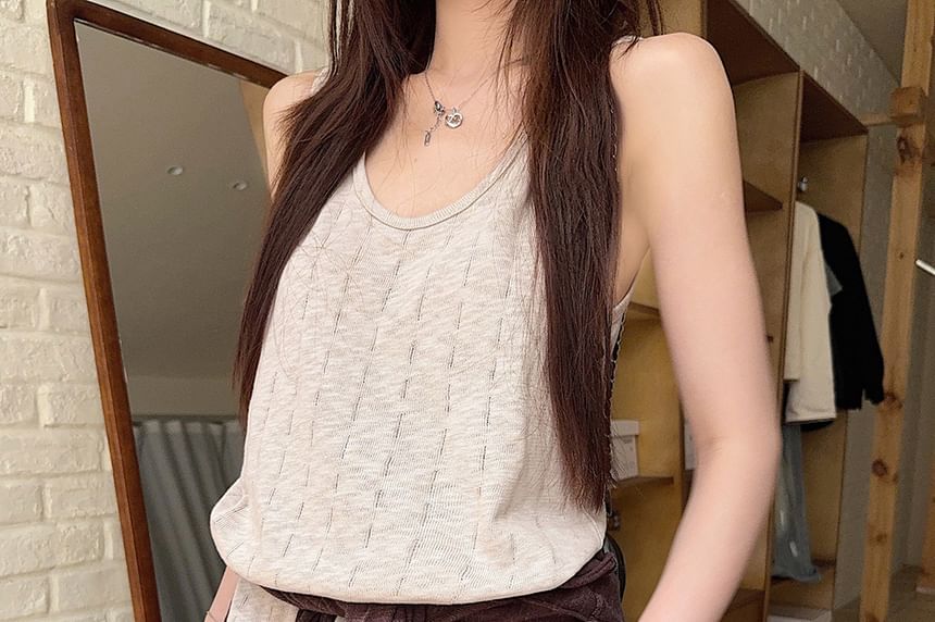 Scoop Neck Tank Top with Cardigan