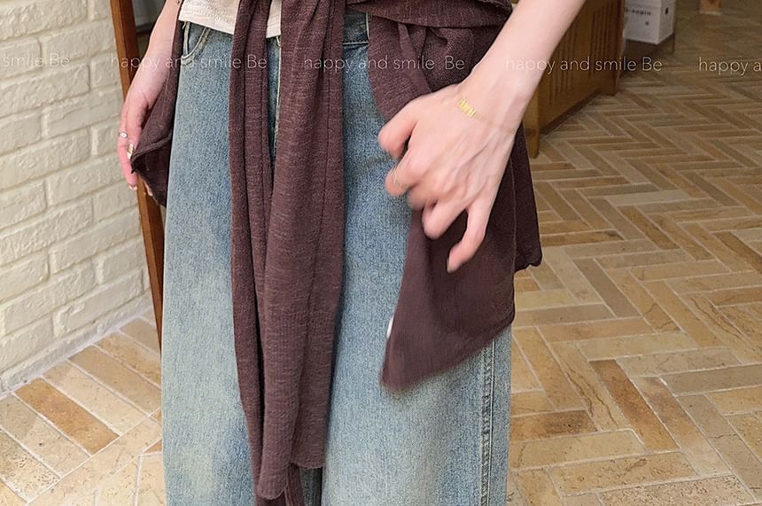 Scoop Neck Tank Top with Cardigan