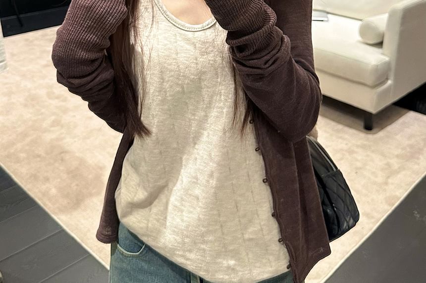 Scoop Neck Tank Top with Cardigan
