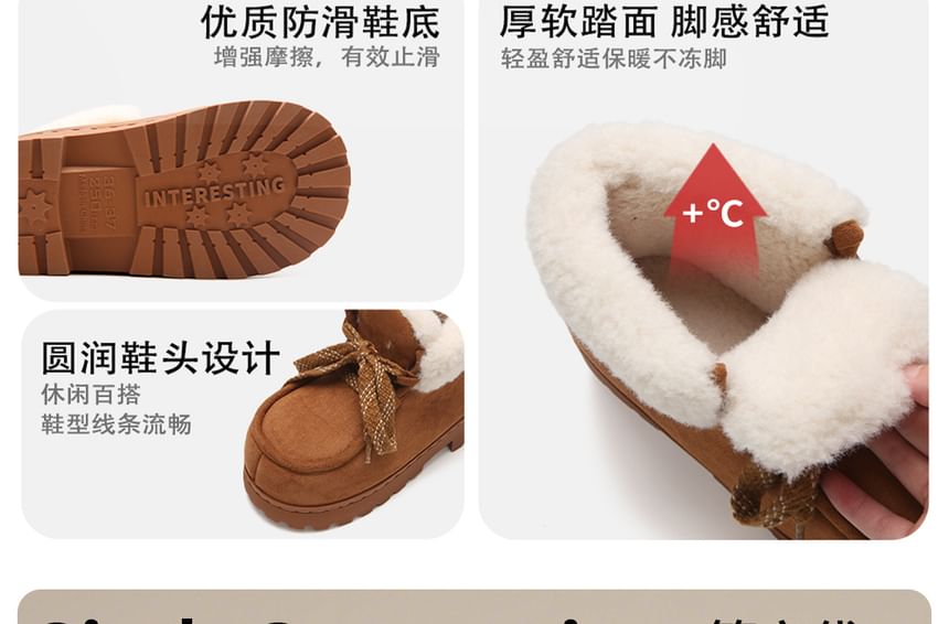 Platform Chunky Heel Lace-Up Ankle Snow Boots