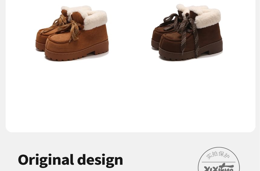 Platform Chunky Heel Lace-Up Short Snow Boots