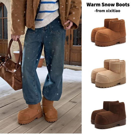 Platform Chunky Heel Short Snow Boots
