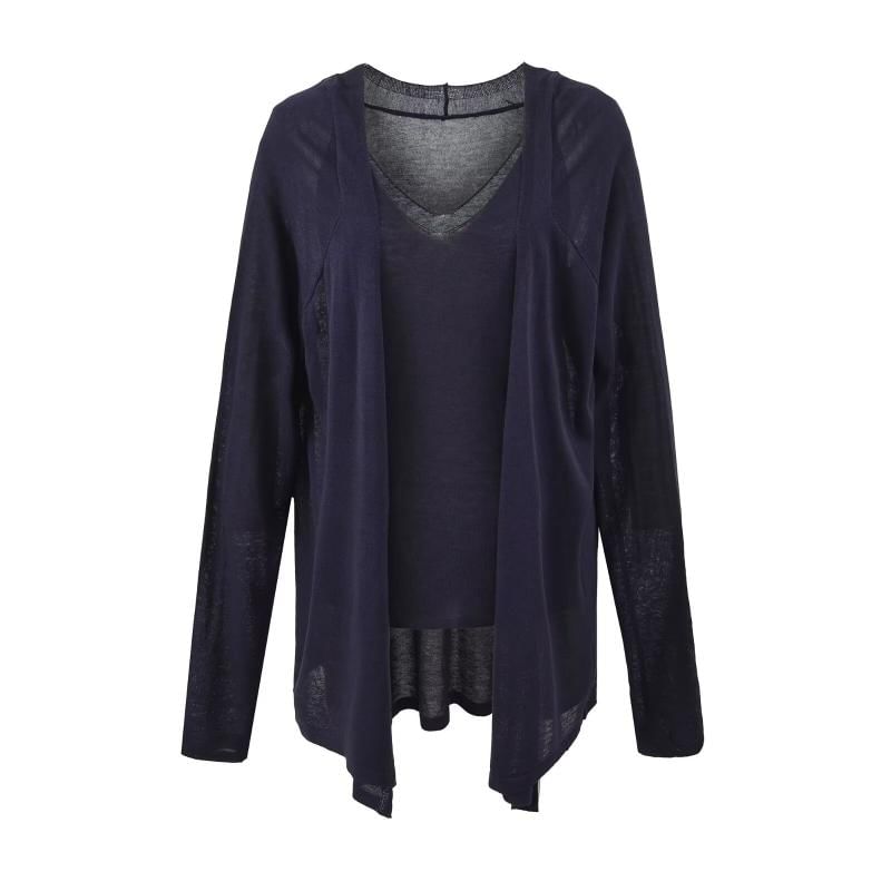 V-Neck Tank Top, Cardigan, and Drawstring Shorts Set