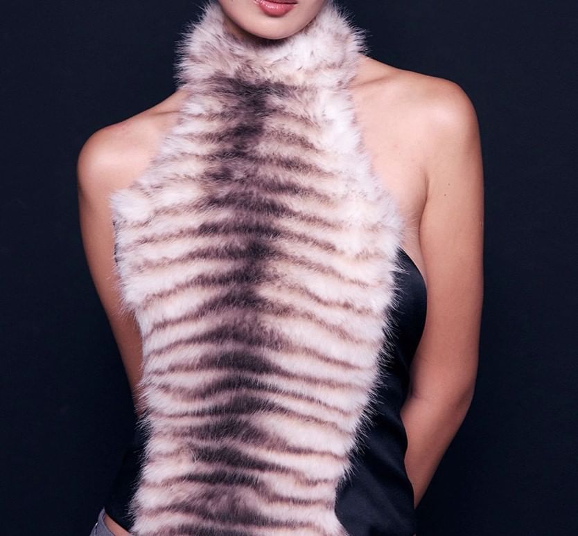 Halter Faux Fur Sleeveless Cami Top