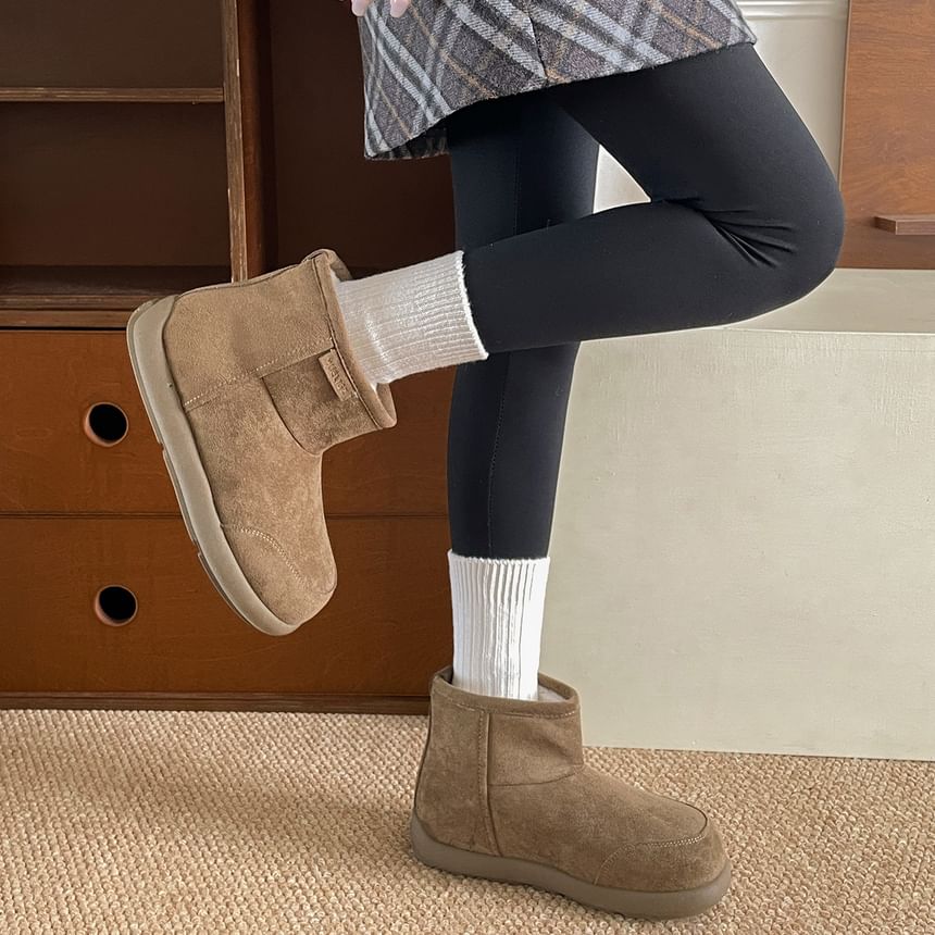 Platform Fleece-Lined Faux Suede Short Snow Boots