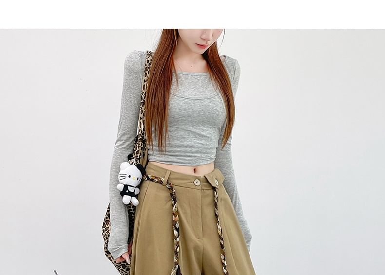High Waist Plain Loose-Fit Wide-Leg Cargo Pants