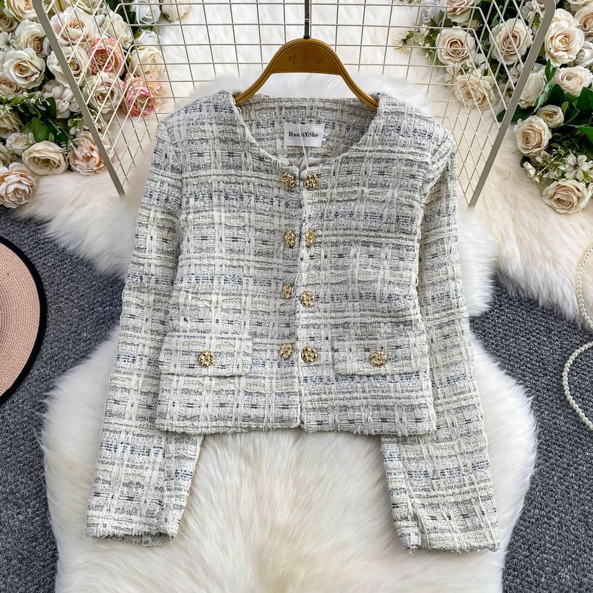 Set: Double Breasted Tweed Jacket + Skirt