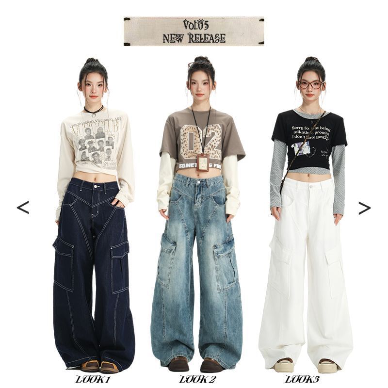 Mid Rise Baggy Cargo Pants (Various Designs)