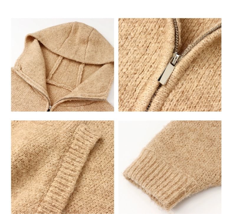 Collar Plain Zip Cardigan