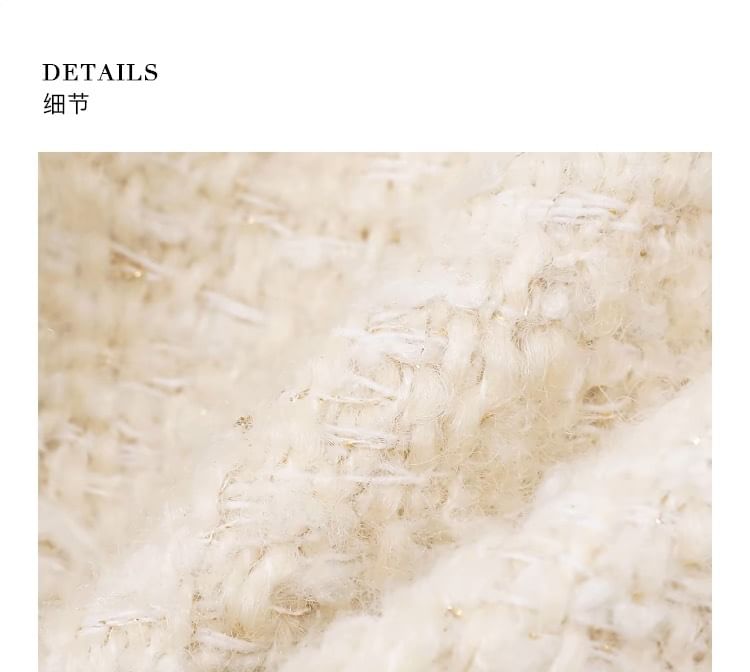 Round Neck Plain Fringed Button Jacket