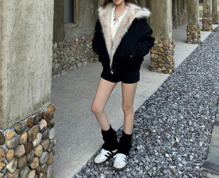 Fleece-Lined Hooded Zip Jacket