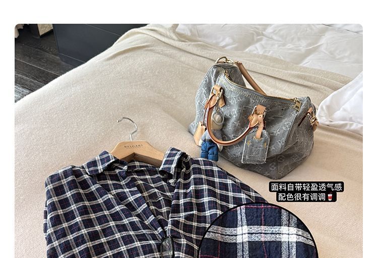 Classic Plaid Button-Down Shirt with Long Sleeves, Casual Tailored Fit