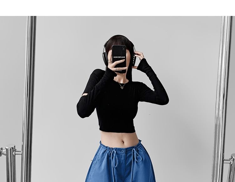 Drawstring Waist Plain Wide Leg Cargo Pants (Various Designs)
