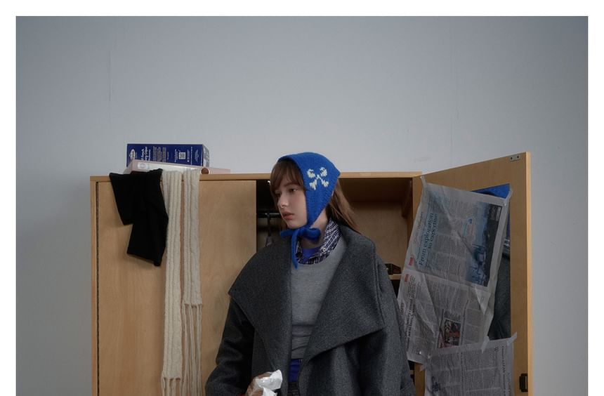 Lapel Wool Coat with Sash