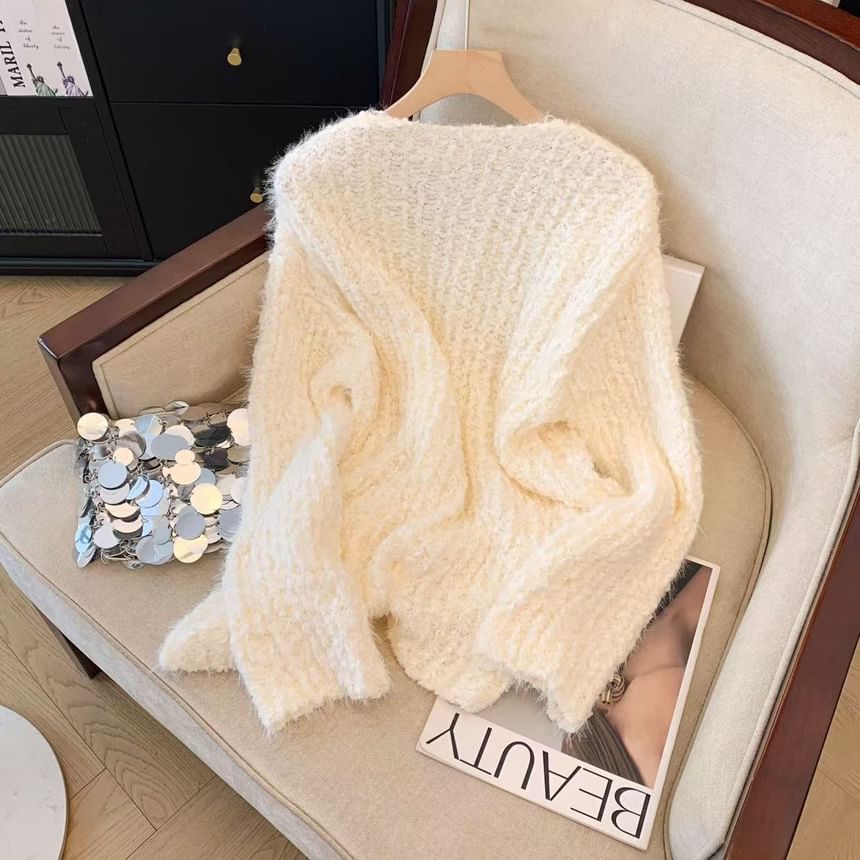 V-Neck Rhinestone-Embellished Sweater
