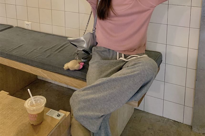 Mock Two-Piece Long Sleeve Crewneck Solid Knit Top
