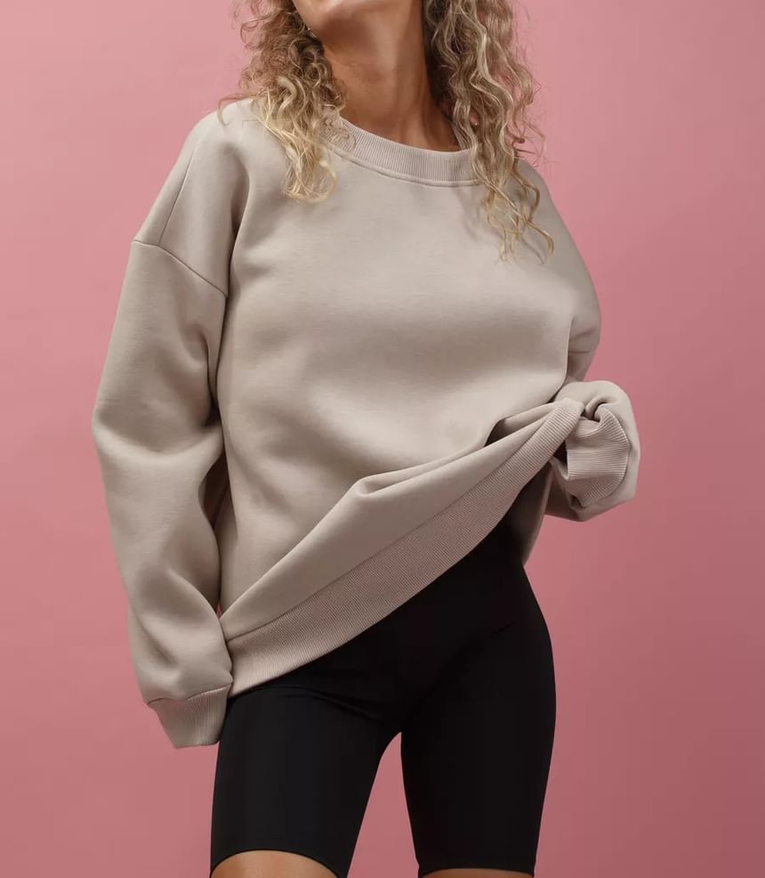 Crew-Neck Plain Sweatshirt