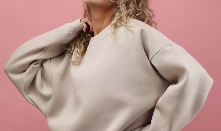 Crew-Neck Plain Sweatshirt