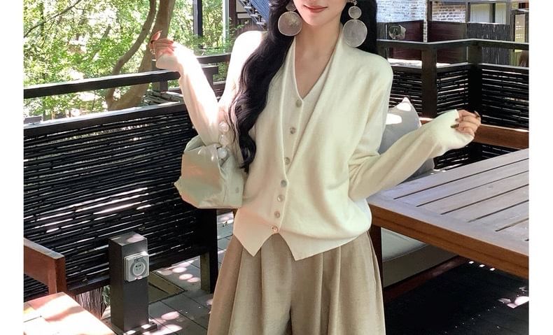 V-Neck Mock Two Piece Cardigan