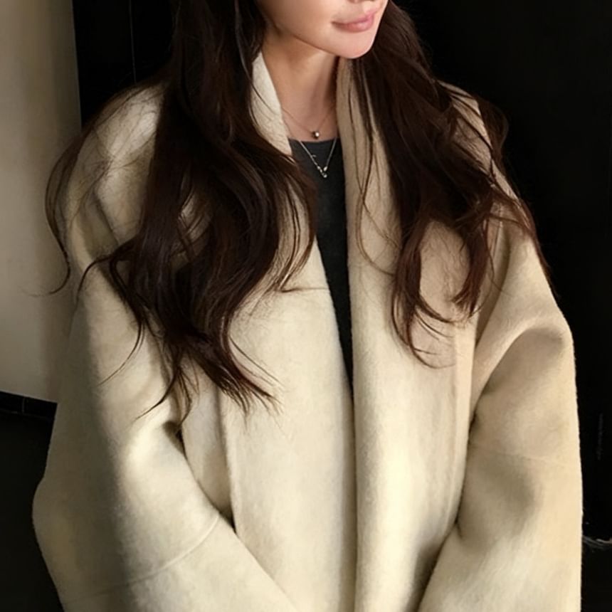 Collared Plain Open Front Coat