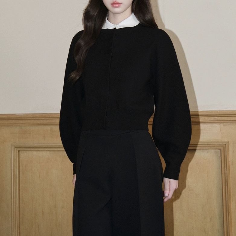 Round Neck Plain Cardigan