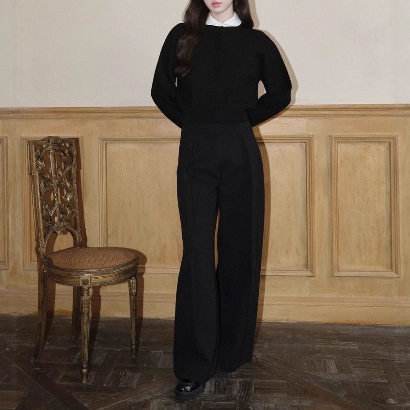 Round Neck Plain Cardigan