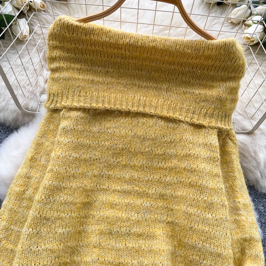 Off-the-Shoulder Oversized Plain Sweater