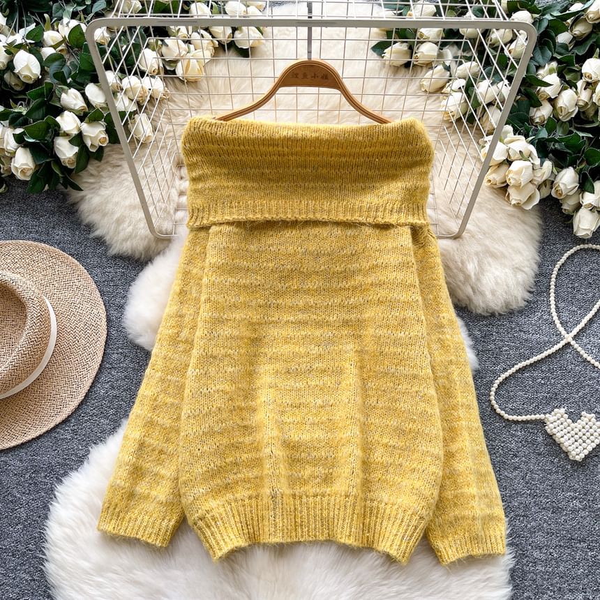 Off-the-Shoulder Oversized Plain Sweater