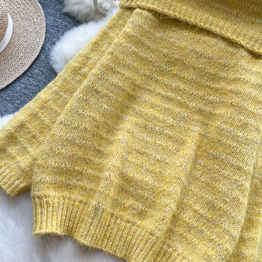 Off-the-Shoulder Oversized Plain Sweater