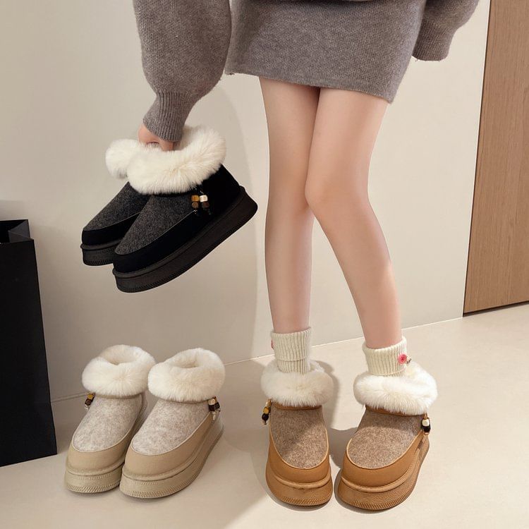 Platform Fluffy Panel Short Snow Boots